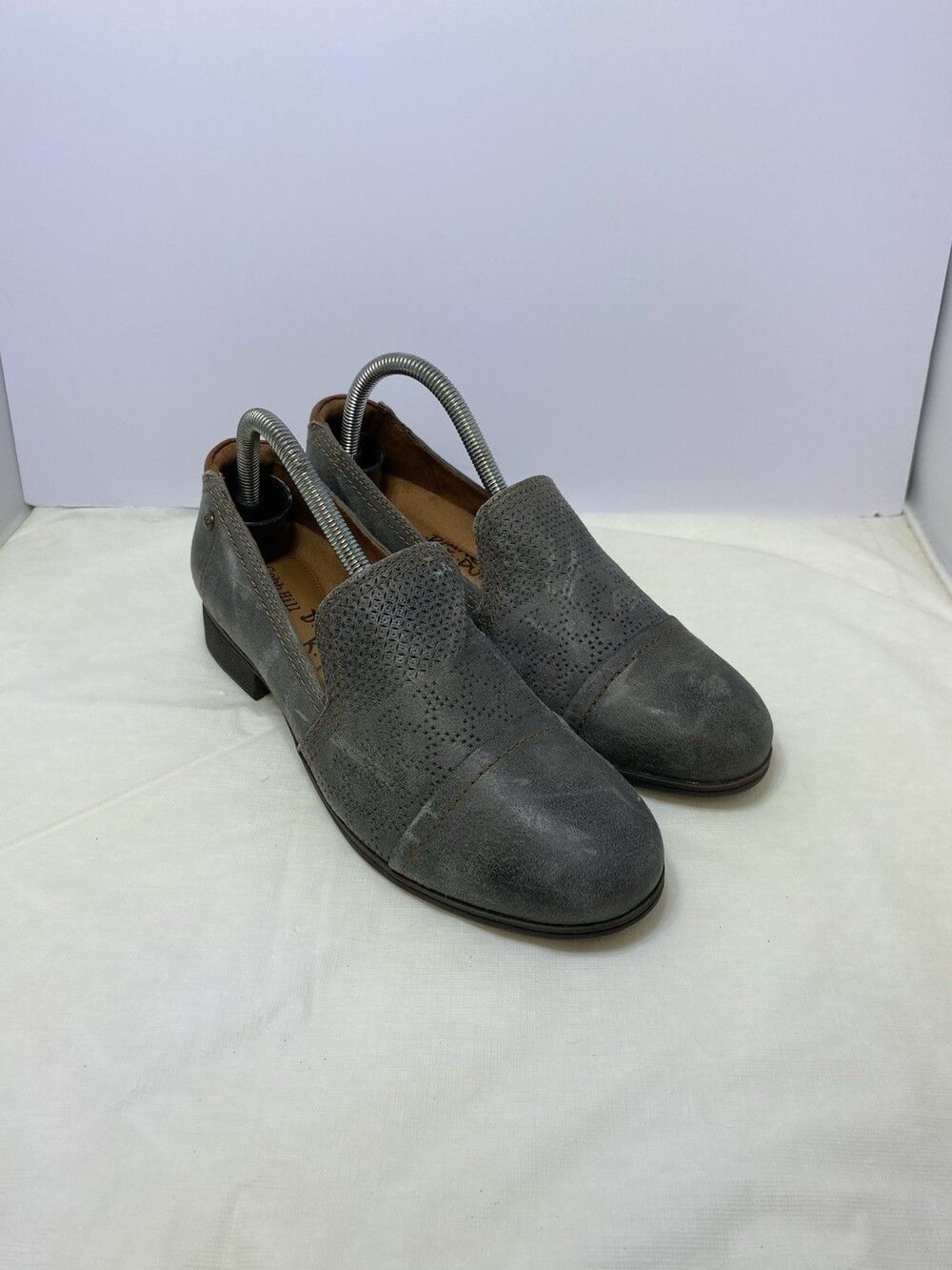 Cobb Hill Crosbie Loafer Womens 8 Grey Leather Slip On Shoes Low Heel Flats